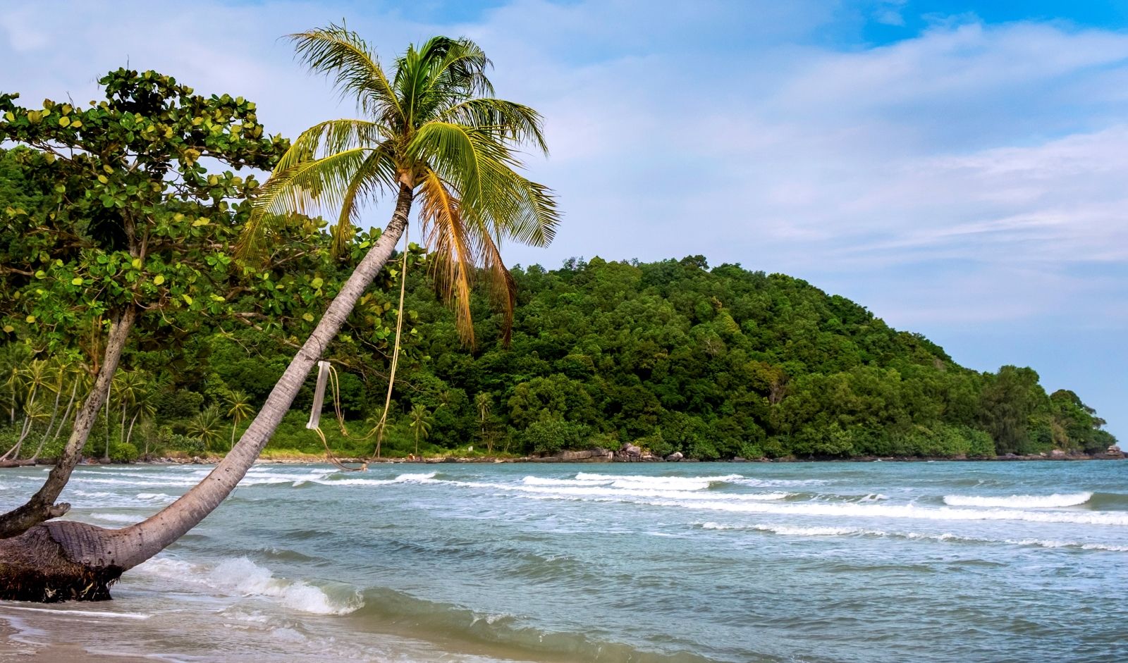 Bãi Sao считается одним из лучших пляжей Фукуока: дугообразная бухта, кокосовые пальмы, мелкое дно и спокойная вода создают идеальные условия для семейного отдыха и расслабленного дня у моря.